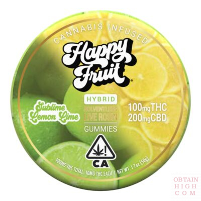 Sublime Lemon Lime Rosin Cannabis Gummies 1:2 THC:CBD by Happy Fruit